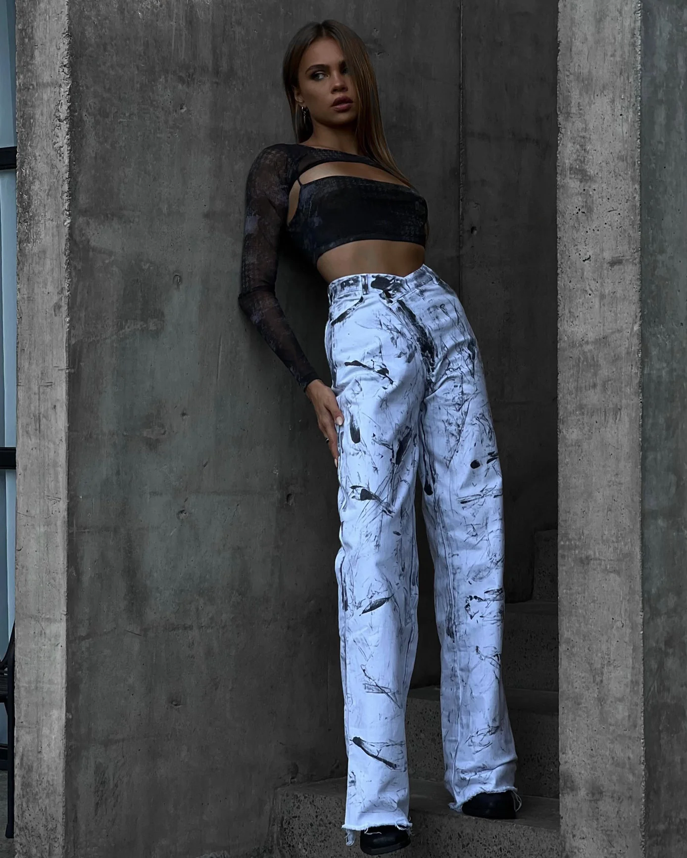 CUSTOM PANTS WHITE-BLACK. - Image 3